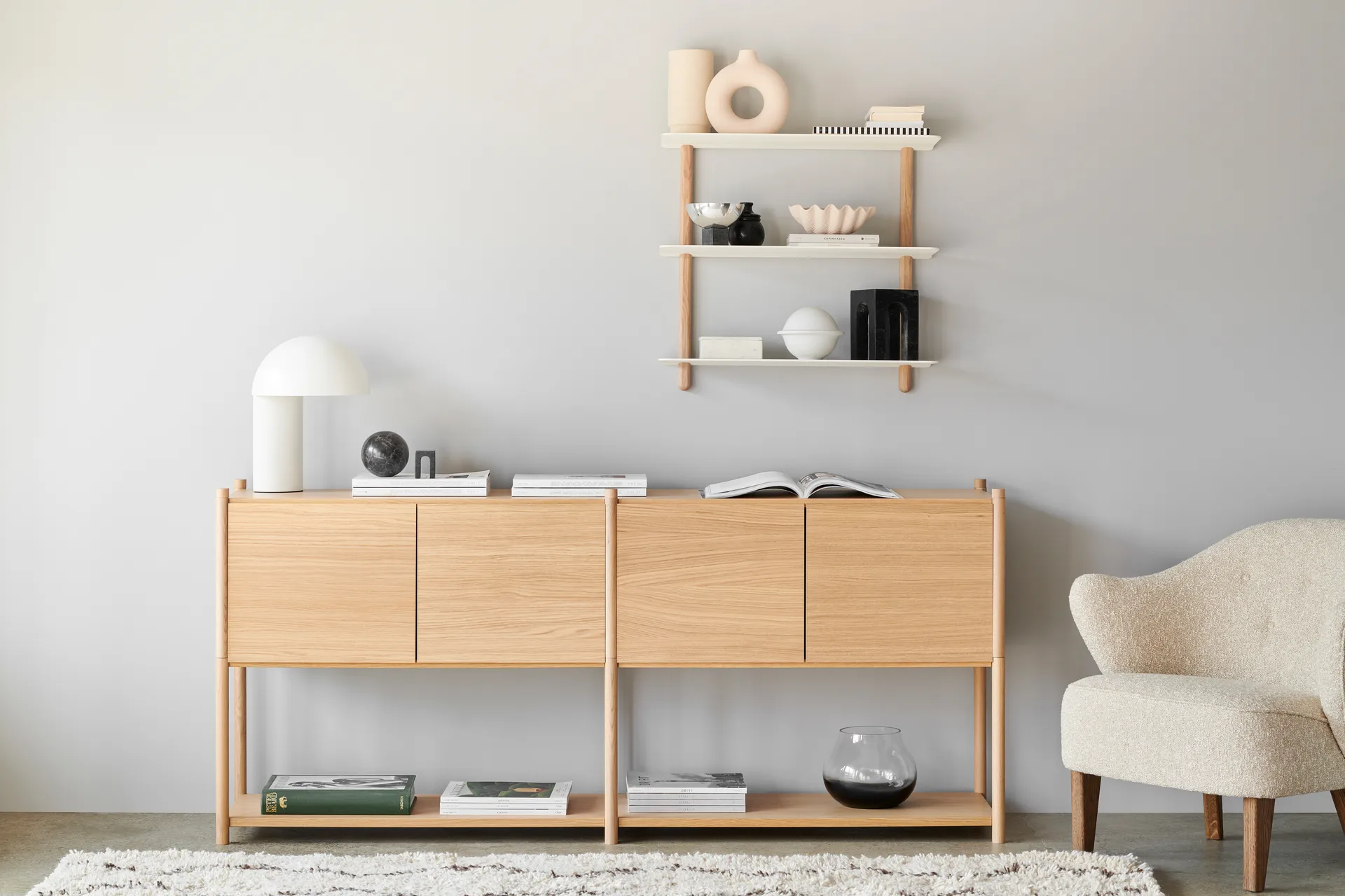 Estantería Nivo A large, Roble claro-blanco Gejst