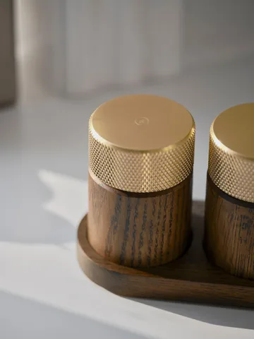 Molinillo de sal y pimienta Sina 6 cm - Fresno oscuro-latón - Gejst