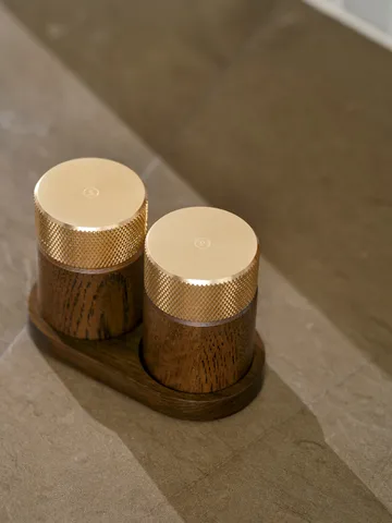 Molinillo de sal y pimienta Sina 6 cm - Fresno oscuro-latón - Gejst