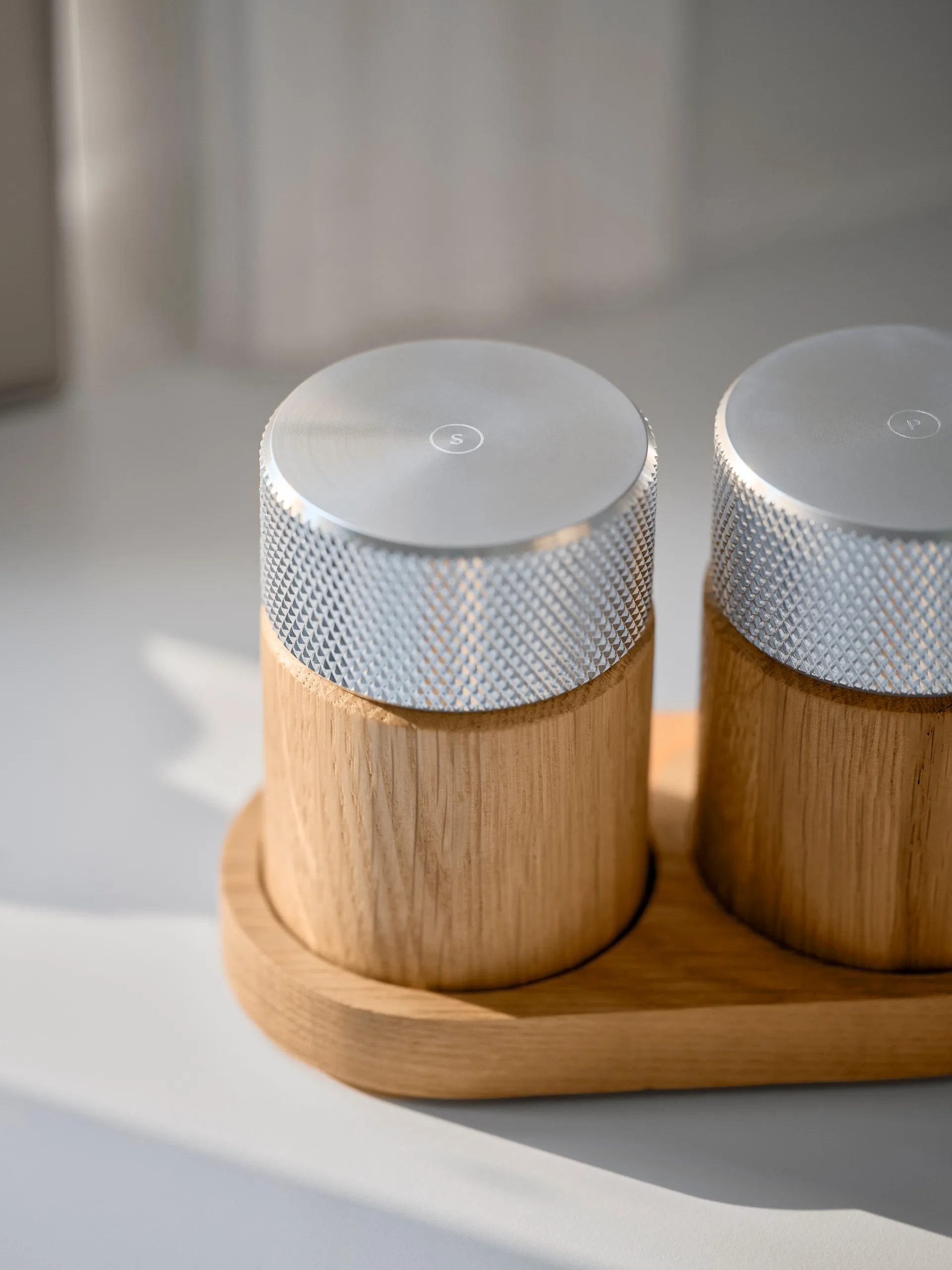 Molinillo de sal y pimienta Sina 6 cm, Roble-acero Gejst