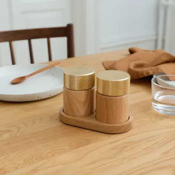 Molinillo de sal y pimienta Sina 6 cm - Roble-latón - Gejst