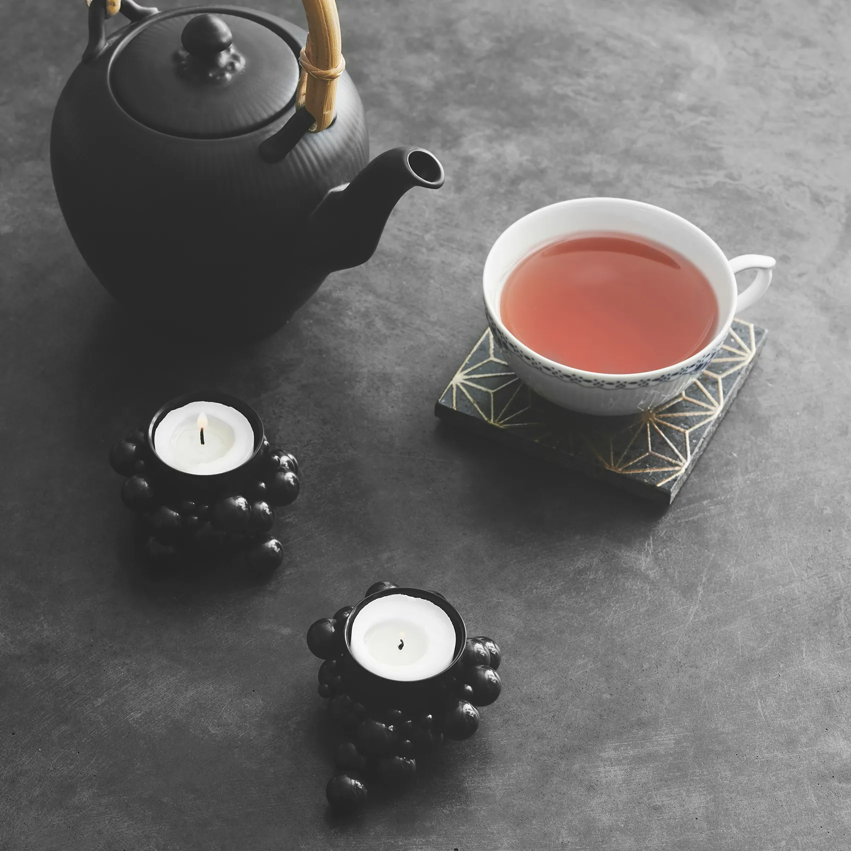 Portavelas Molekyl, negro Gejst