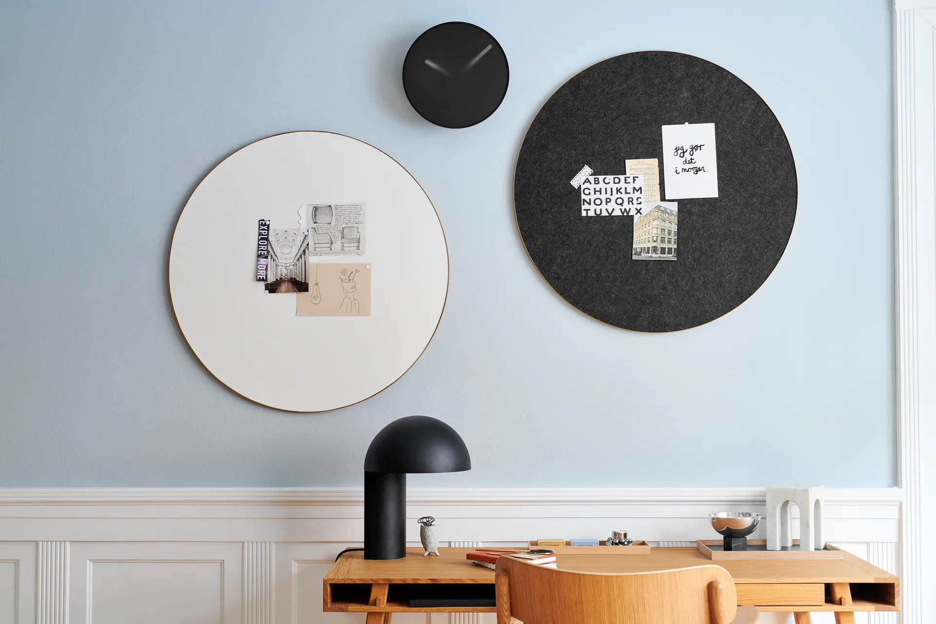 Tablero de notas Retell pinboard Ø80 cm, blanco-latón Gejst