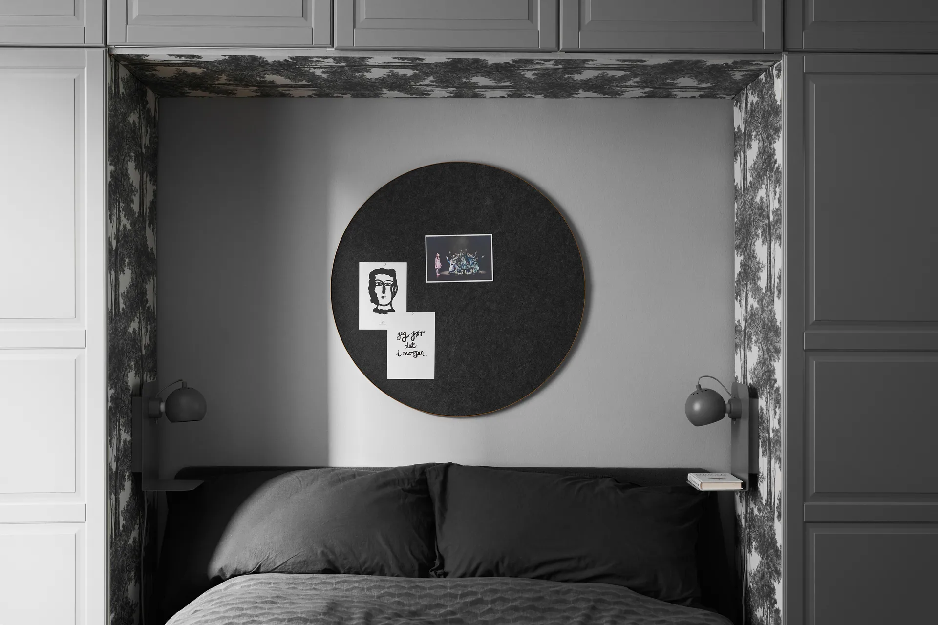 Tablero de notas Retell pinboard Ø80 cm, negro-latón Gejst