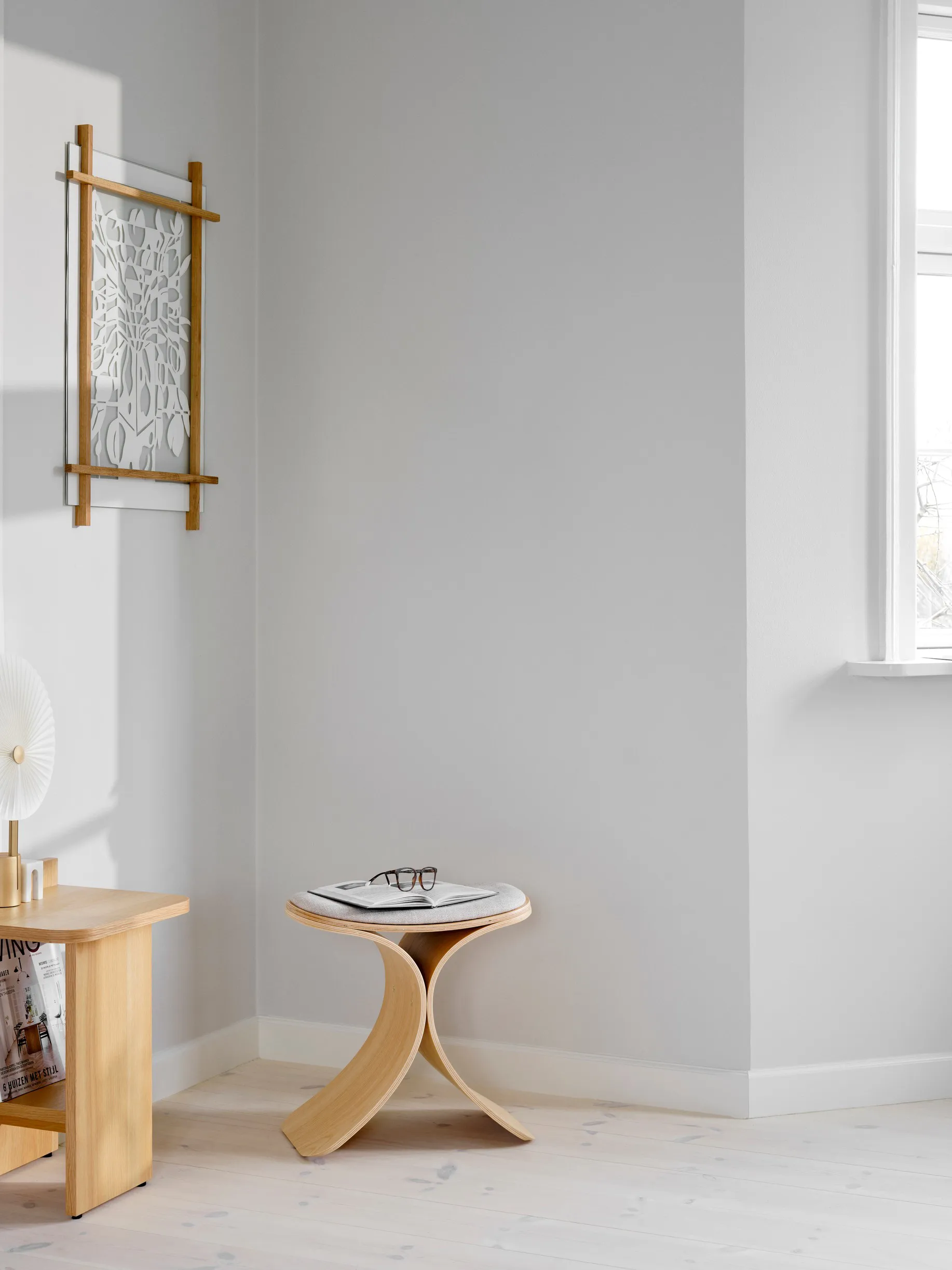 Taburete Luno 48×28×72 cm, Roble-beige textil Gejst