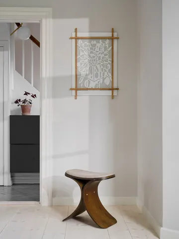 Taburete Luno 48×28×72 cm - Roble oscuro–textil beige oscuro - Gejst