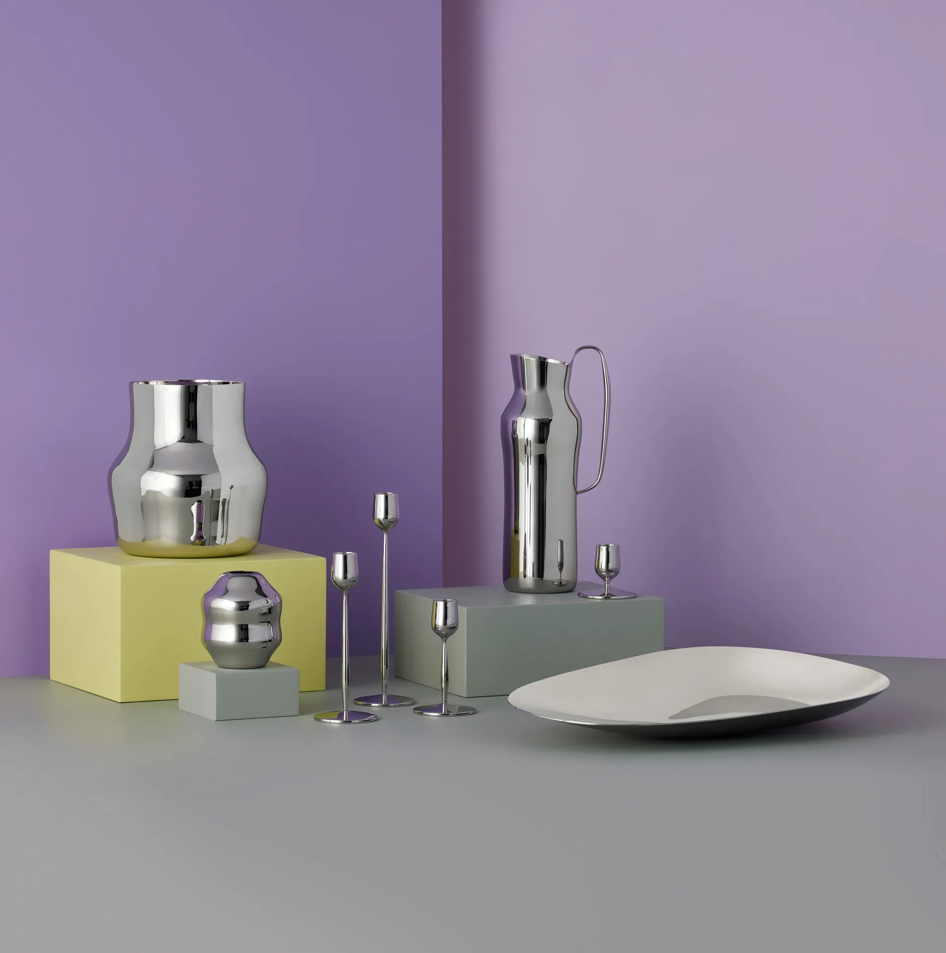 Candelabro Dorotea 12 cm, Acero brillante Gense