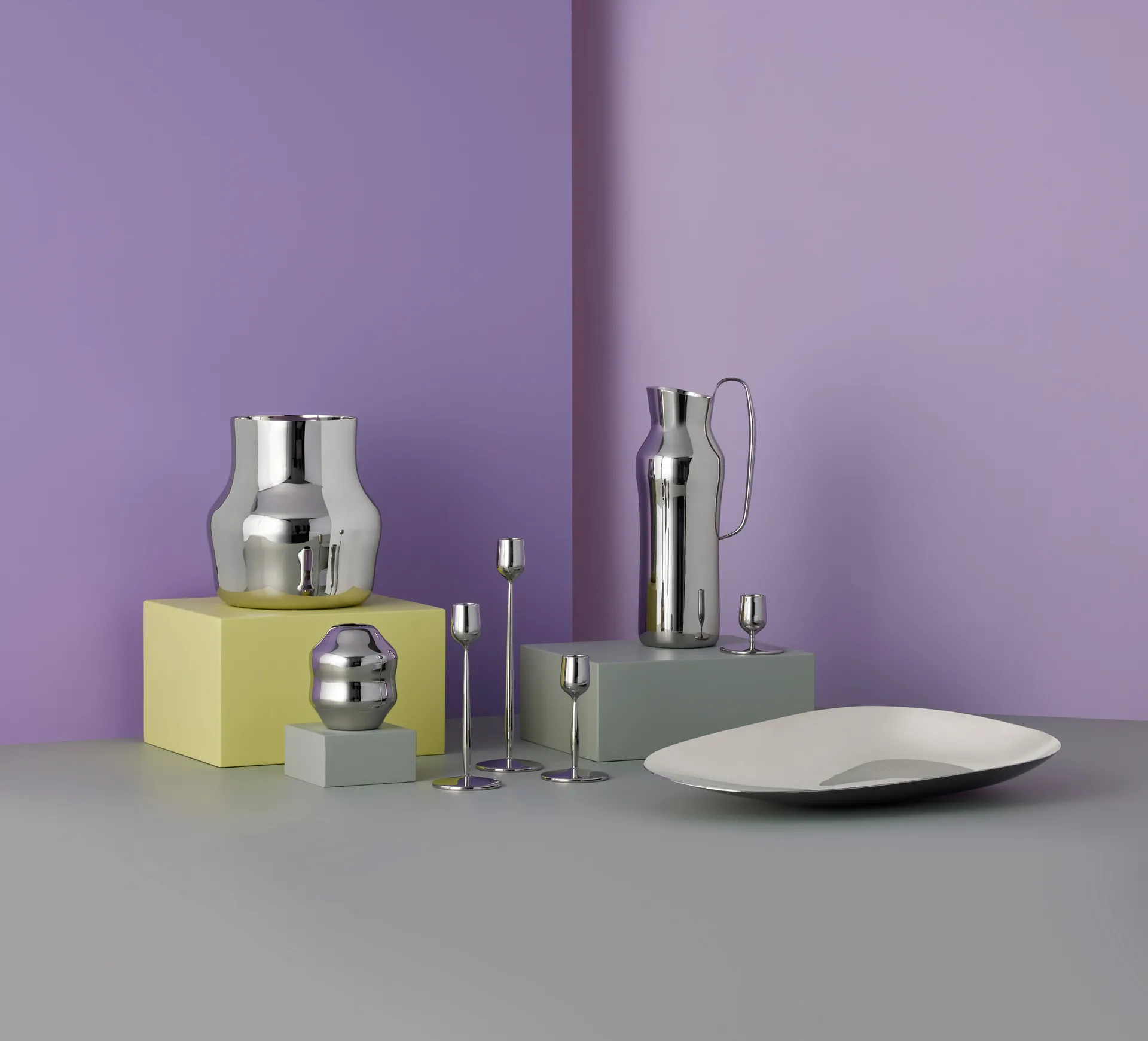 Candelabro Dorotea 18 cm, Acero brillante Gense