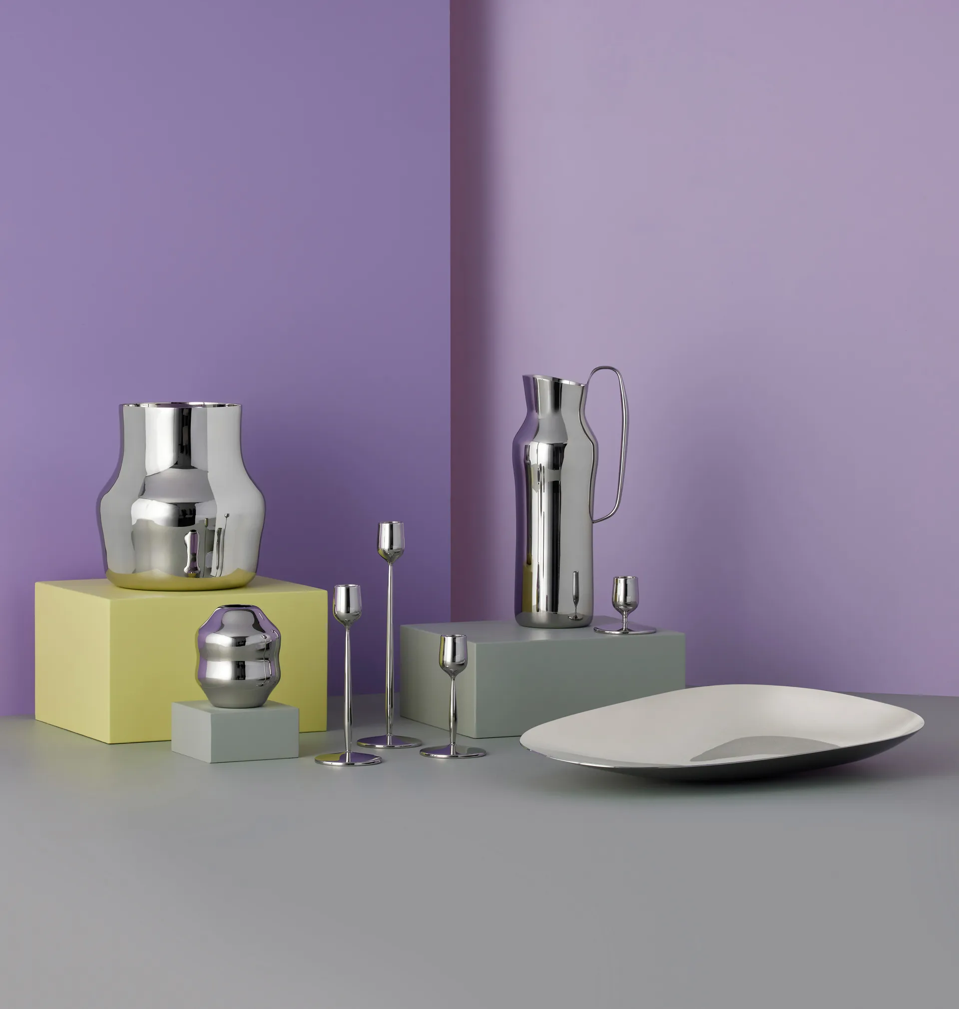 Candelabro Dorotea 23,5 cm, Acero brillante Gense