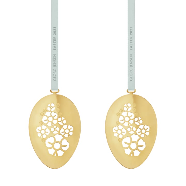 2 Colgantes Georg Jensen huevos de Pascua hänge 2023 - Decoración dorada - Georg Jensen