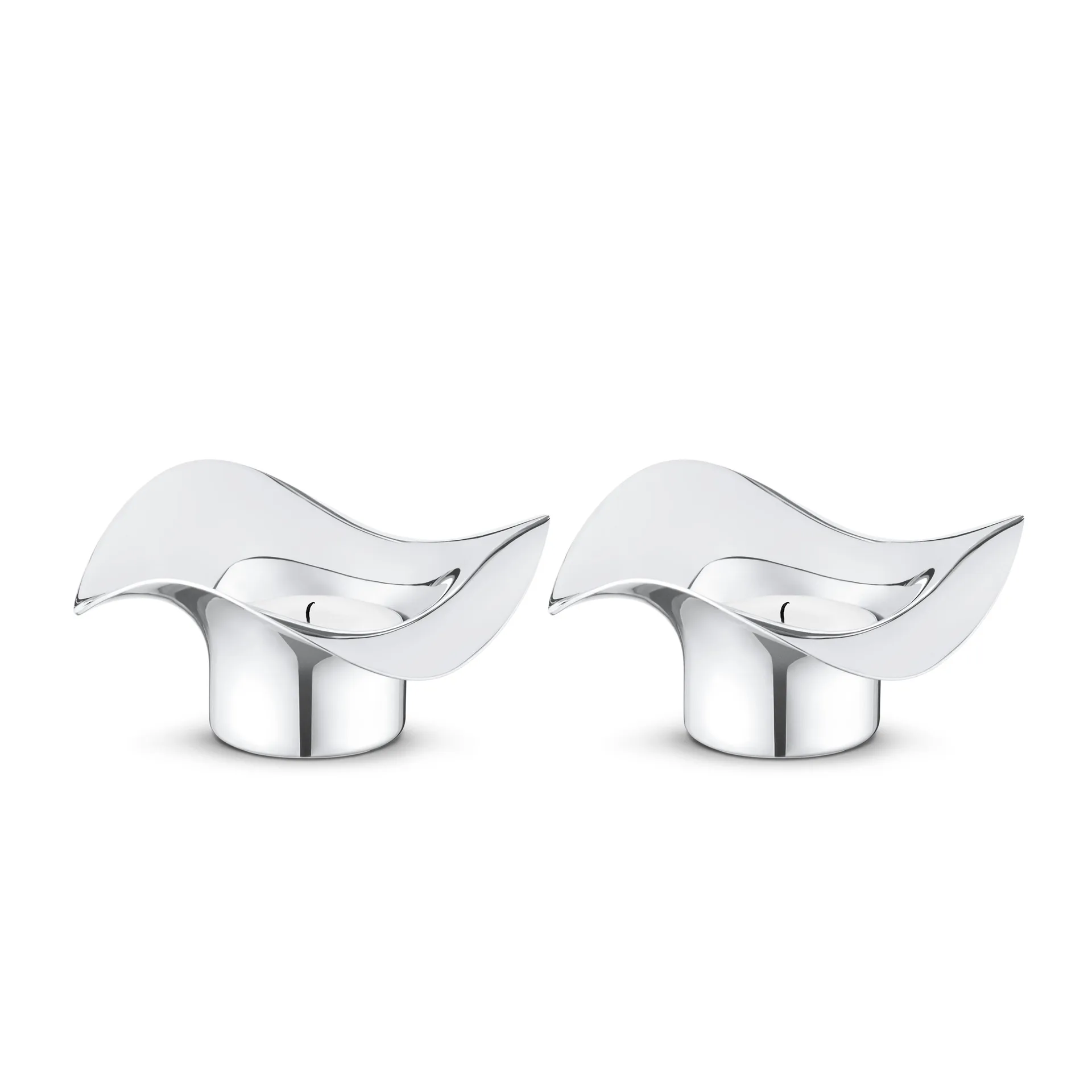 2 Portavelas Cobra, acero inoxidable Georg Jensen