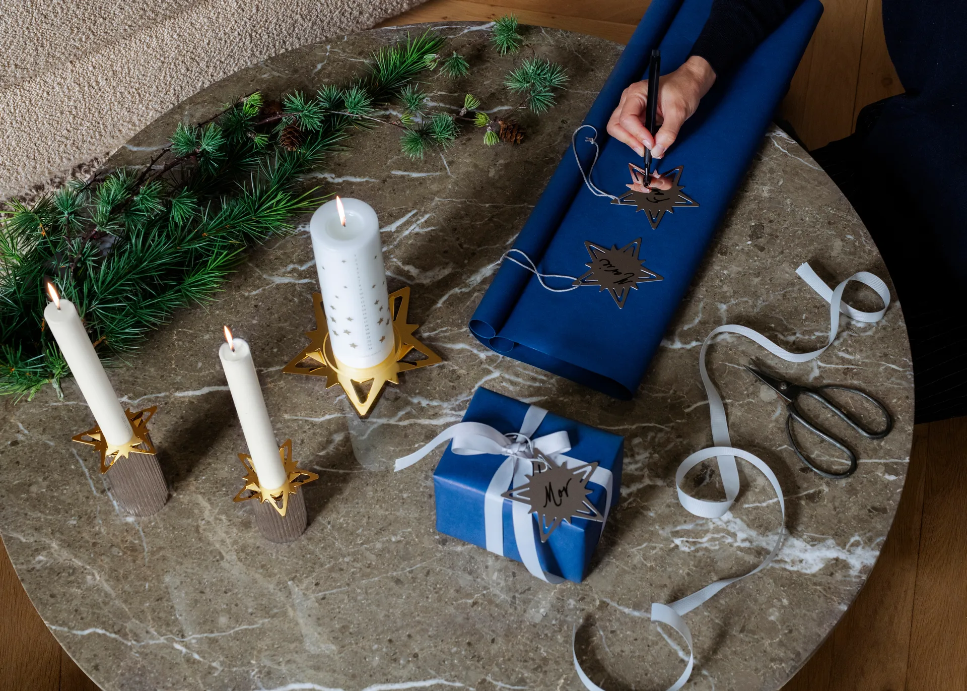 2 protectores para velas Classic christmas estrella, Dorado Georg Jensen