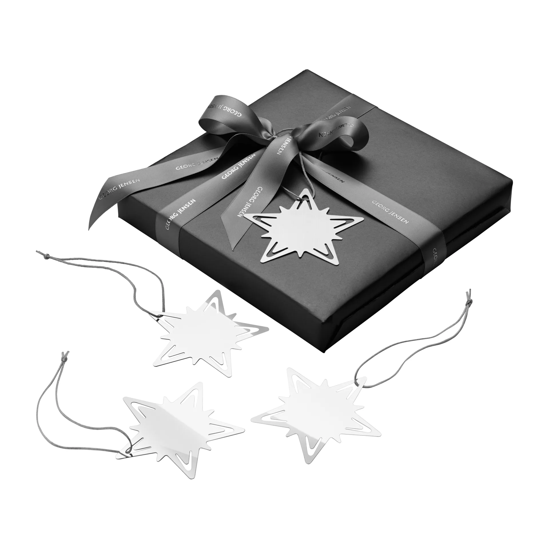 4 Adornos para regalos Classic christmas star, Plata Georg Jensen