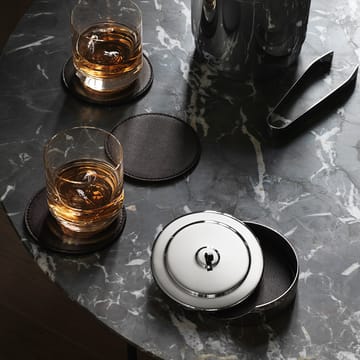 4 Posavasos Manhattan - cuero marrón - Georg Jensen