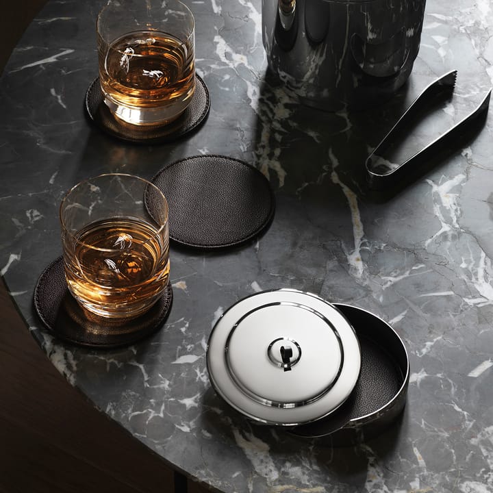 4 Posavasos Manhattan, cuero marrón Georg Jensen