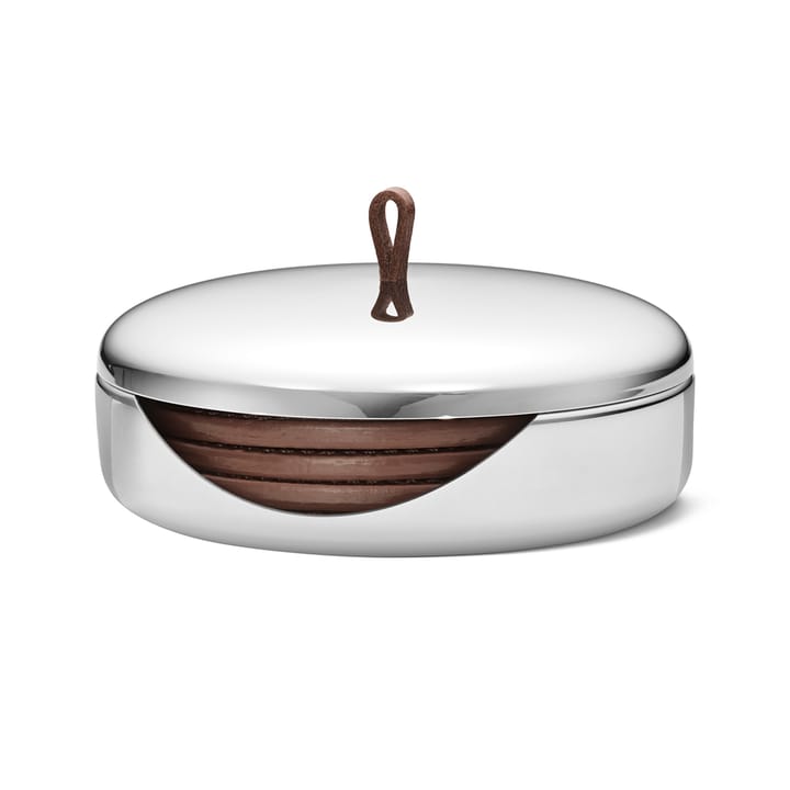 4 Posavasos Sky, cuero marrón Georg Jensen