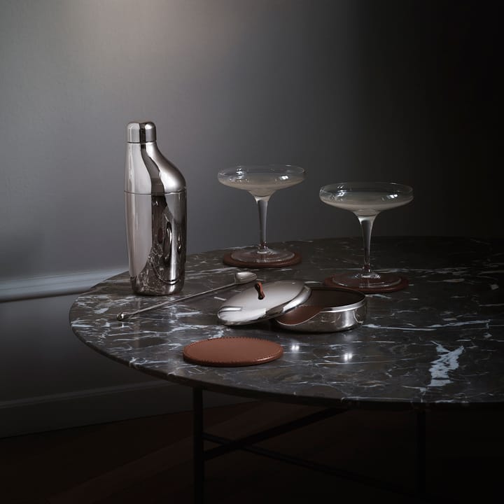 4 Posavasos Sky, cuero marrón Georg Jensen