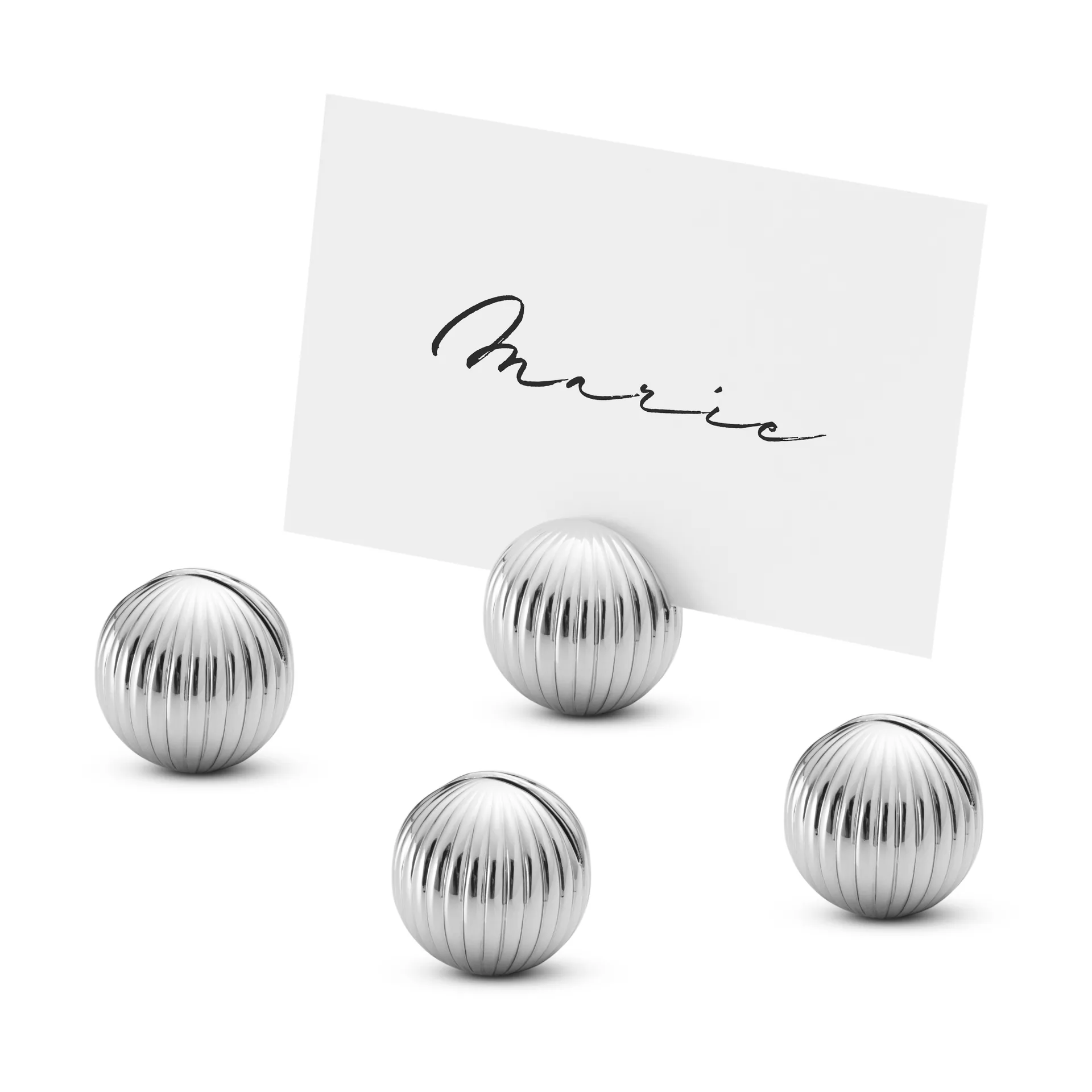 4 Soportes para tarjetas Bernadotte, cromado Georg Jensen