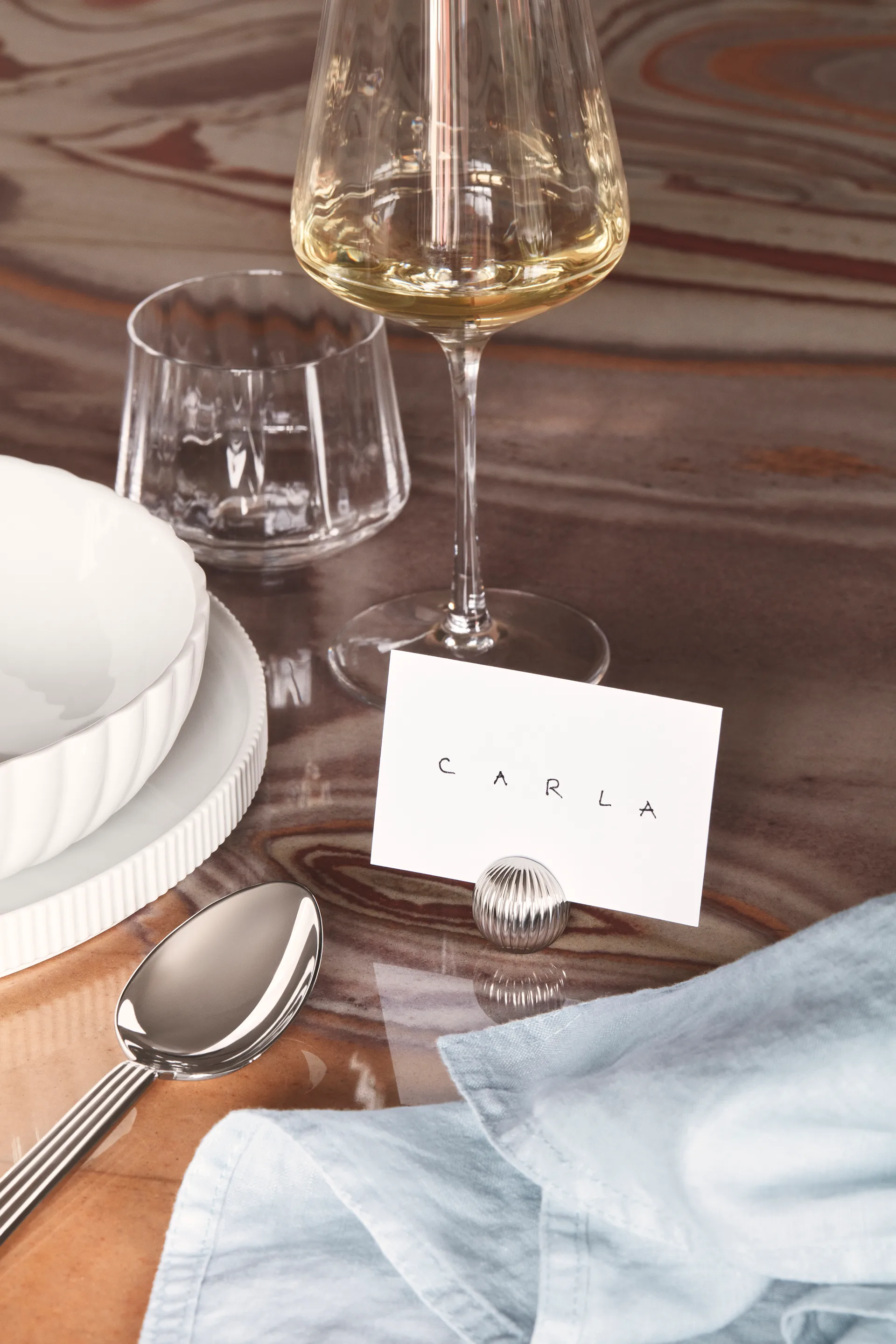 4 Soportes para tarjetas Bernadotte, cromado Georg Jensen