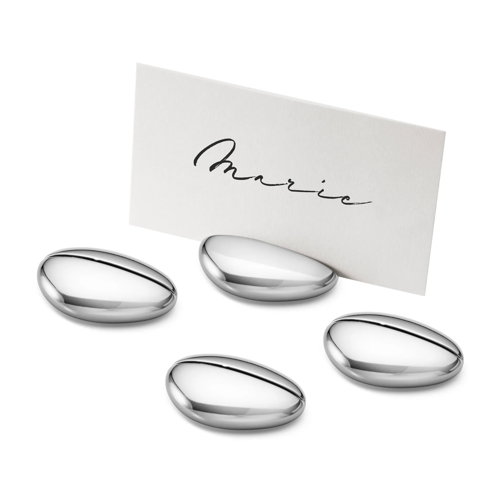 4 Soportes para tarjetas y 24 tarjetas Sky, acero inoxidable Georg Jensen
