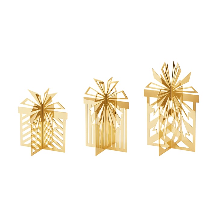 Adorno navideño 2025, regalo de Navidad de 3 piezas - Acero inoxidable chapado en oro - Georg Jensen