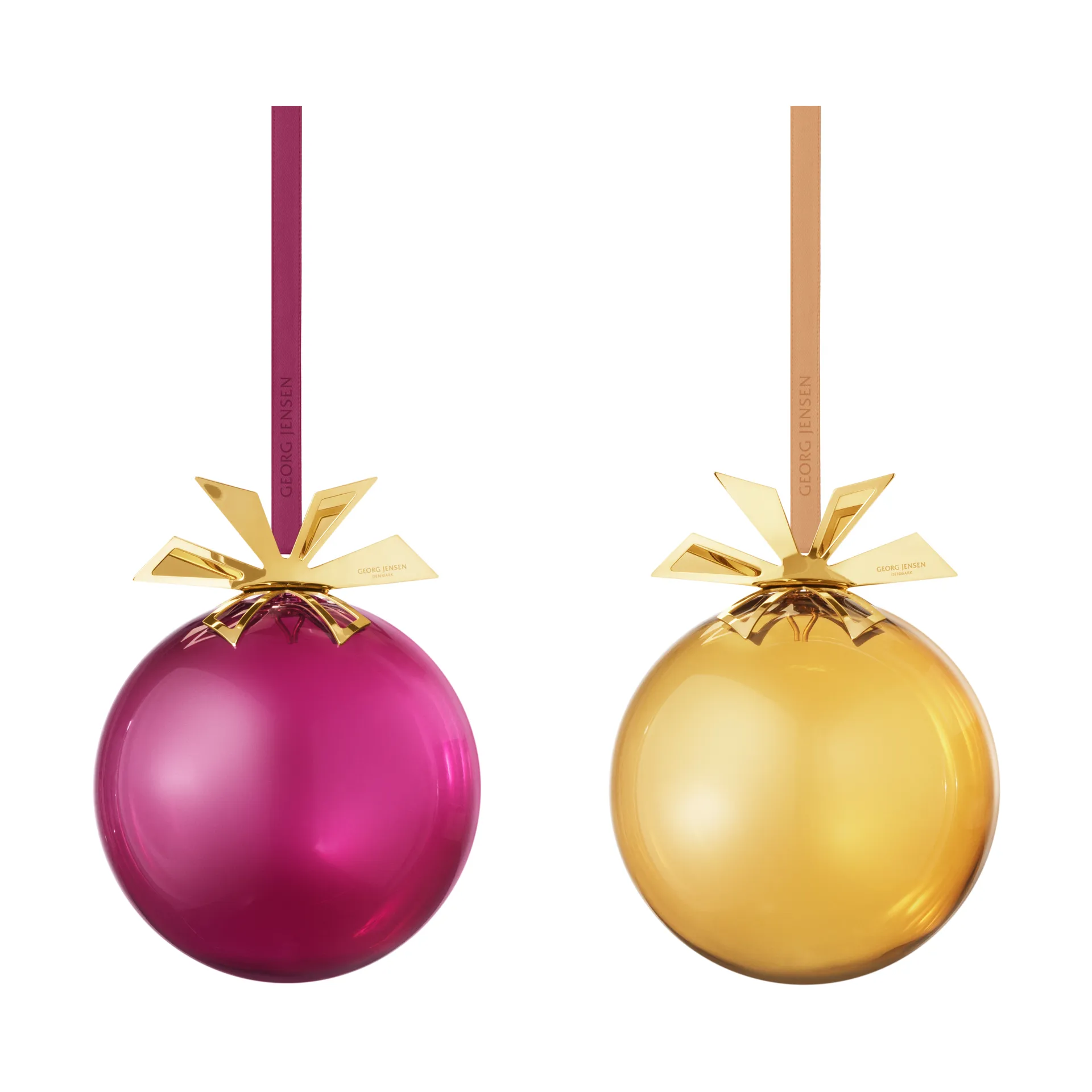 Bolas de Navidad 2025 de vidrio 2 piezas, Oro-Burdeos Georg Jensen