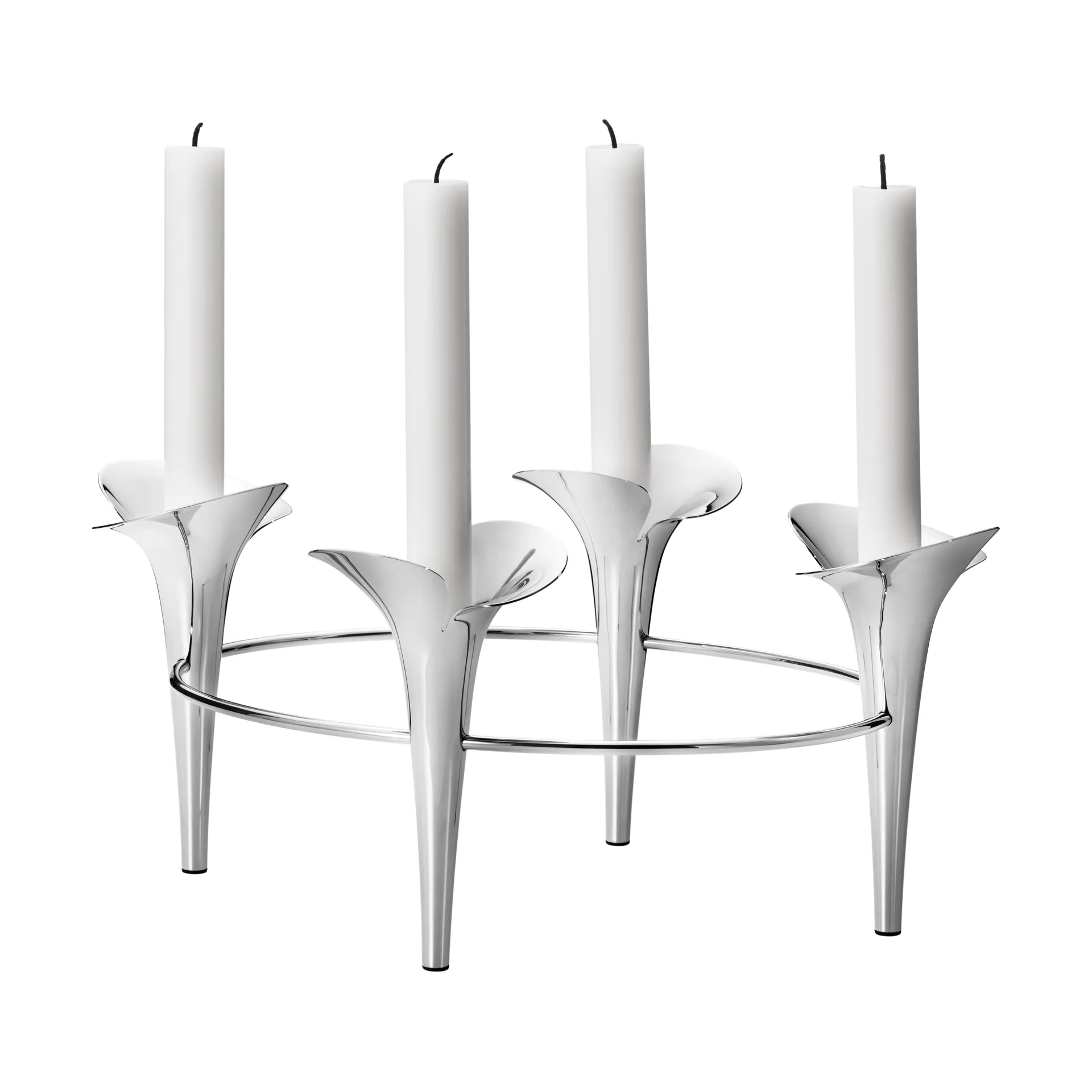 Candelabro Bloom Ø28 cm, Acero inoxidable Georg Jensen