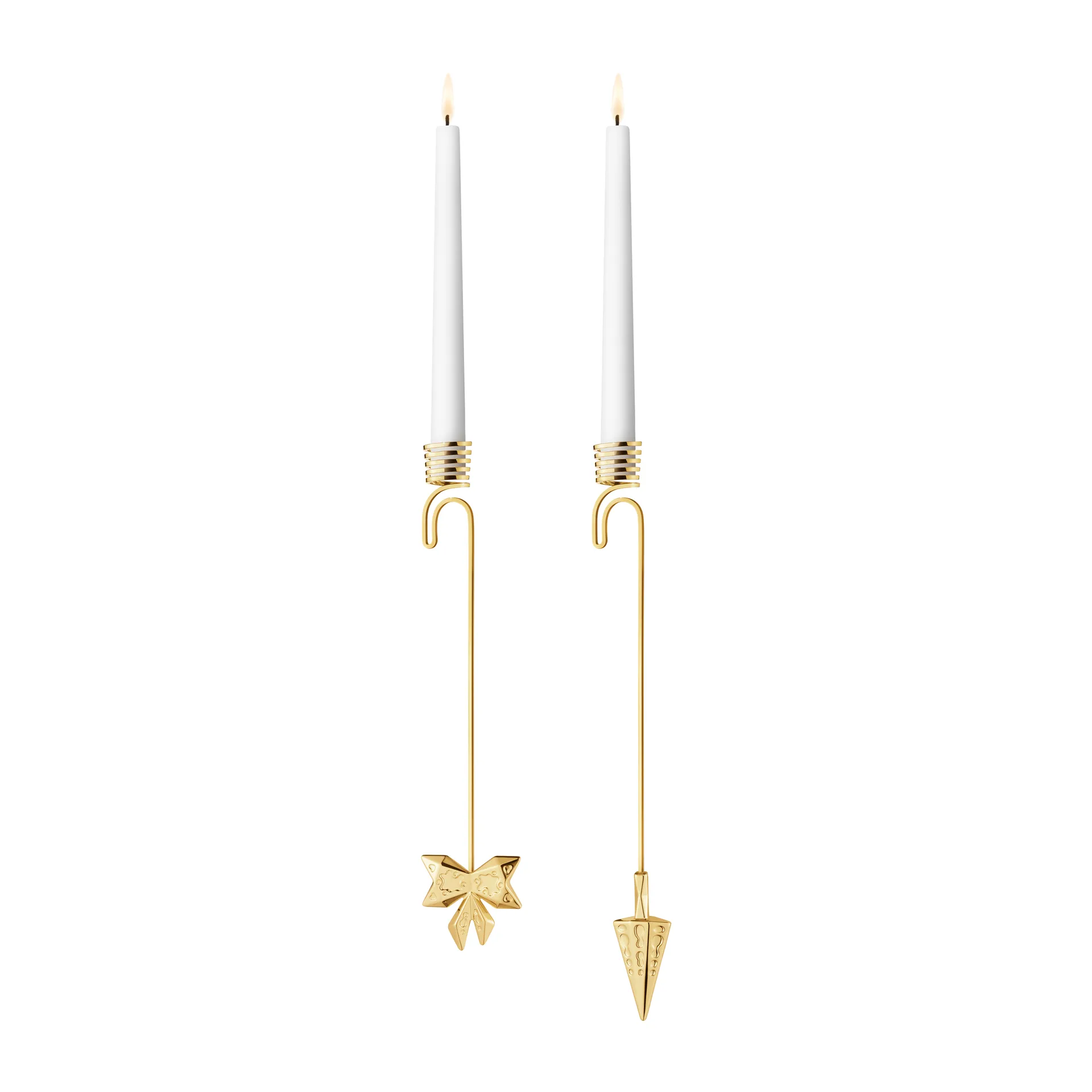 Candelabro colgante 2022 Bow & Cone 2 piezas, chapado en oro Georg Jensen