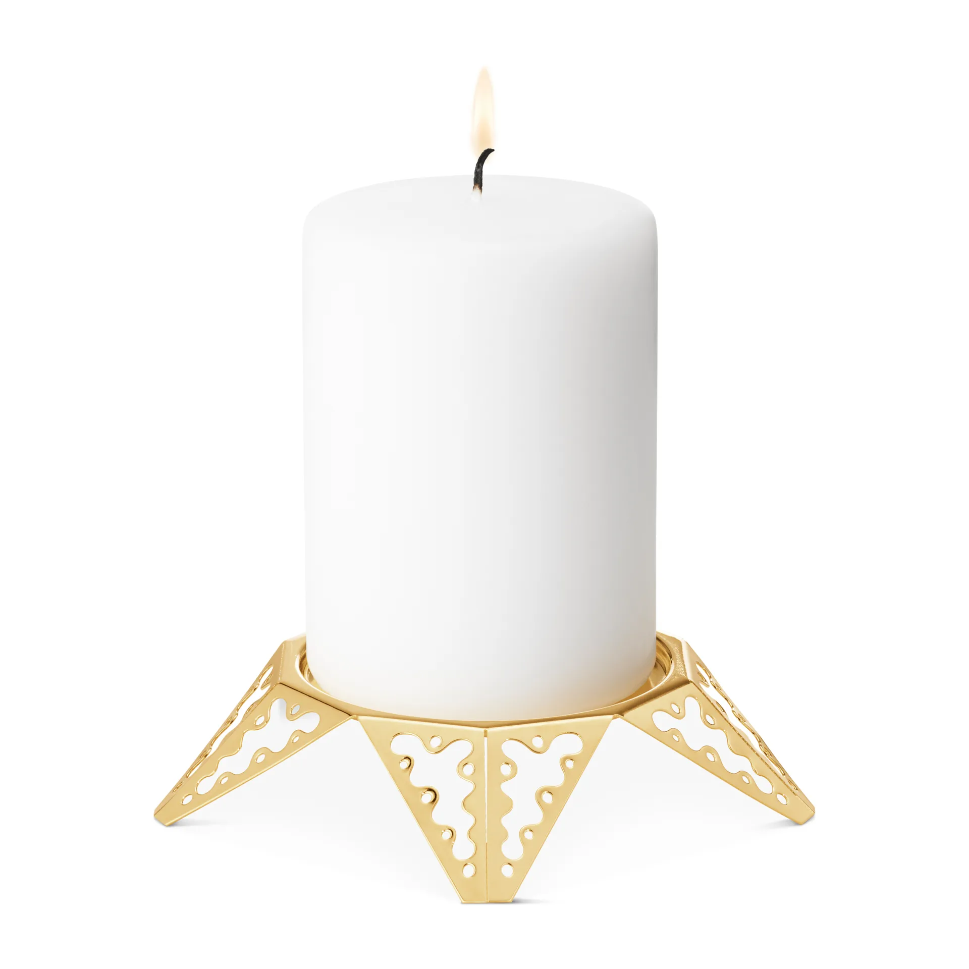 Candelabro para velas de pilar 2022, chapado en oro Georg Jensen