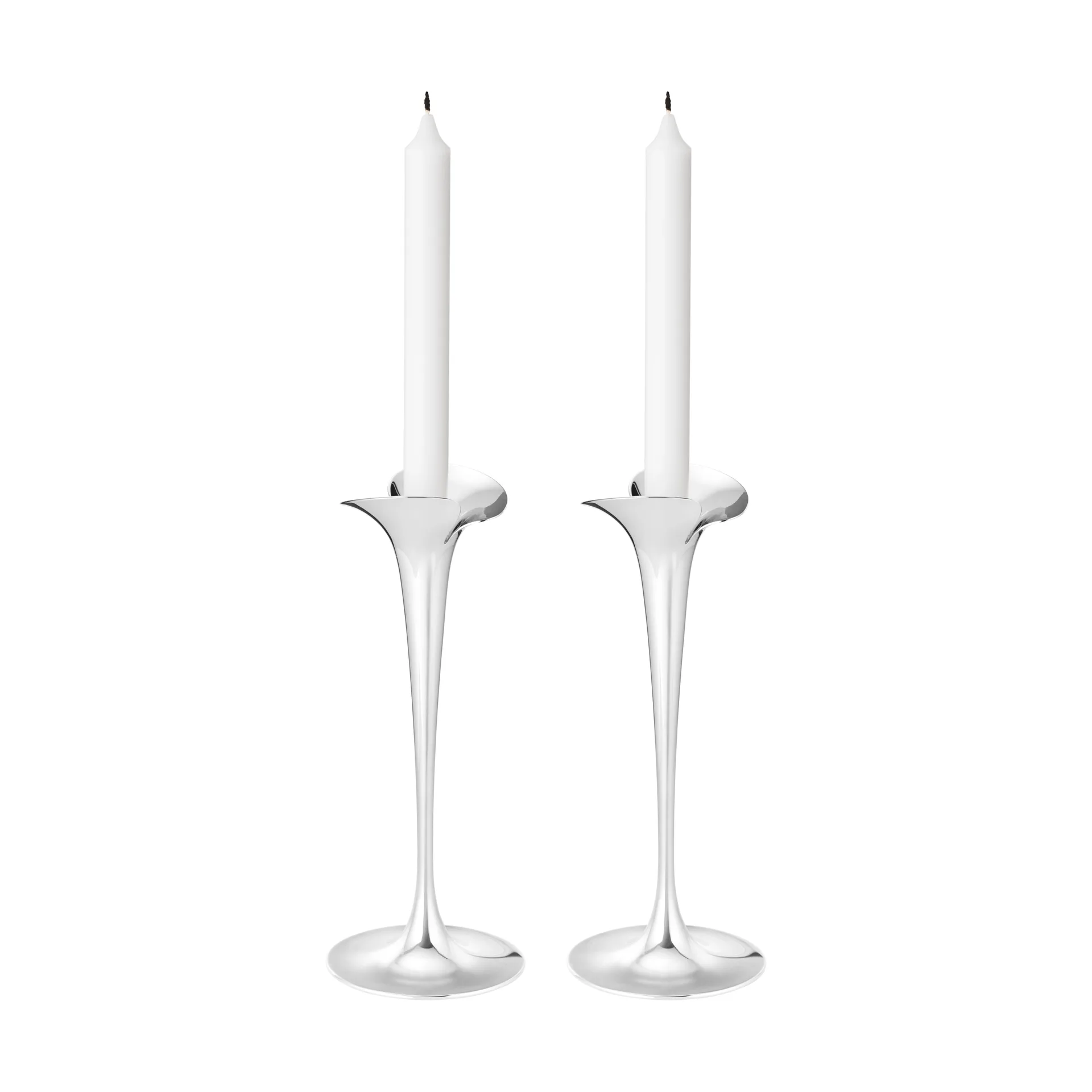 Candelabros para velas cónicas, Acero inoxidable, grandes, 2-pack Georg Jensen