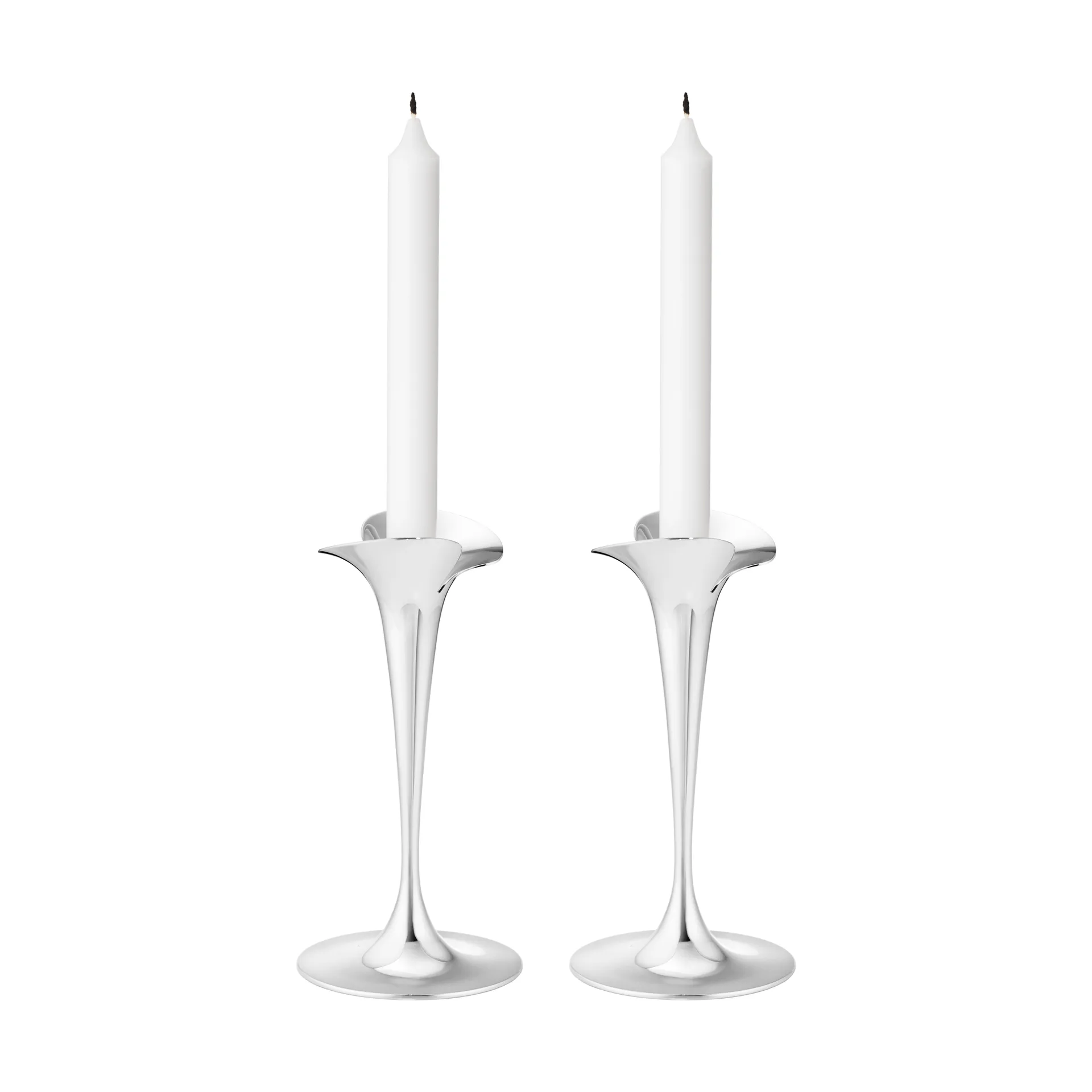 Candelabros para velas cónicas, Acero inoxidable, pequeño, 2-pack Georg Jensen
