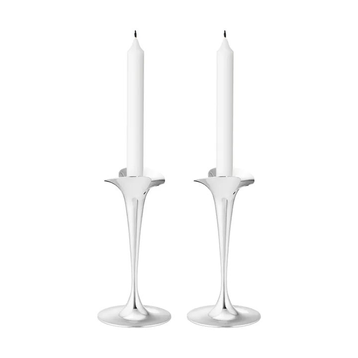 Candelabros para velas cónicas - Acero inoxidable, pequeño, 2-pack - Georg Jensen