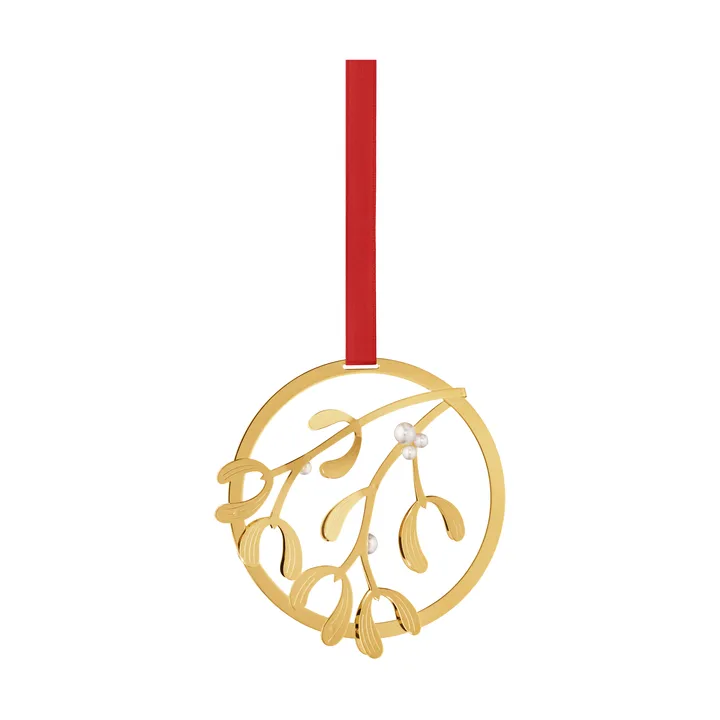 Colgante de Navidad Georg Jensen muérdago - Latón chapado en oro - Georg Jensen