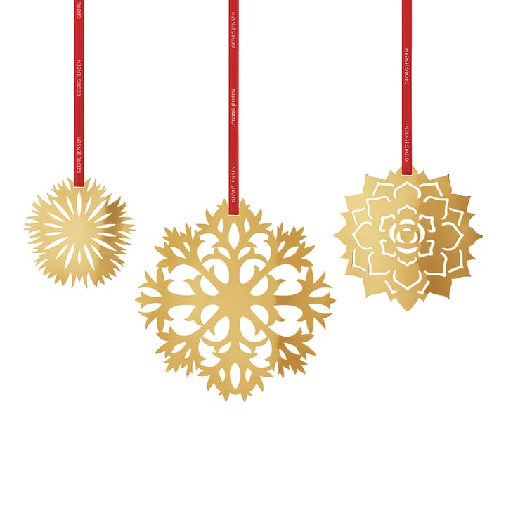 Colgante de navidad Ice Flower 3 piezas - chapado en oro - Georg Jensen