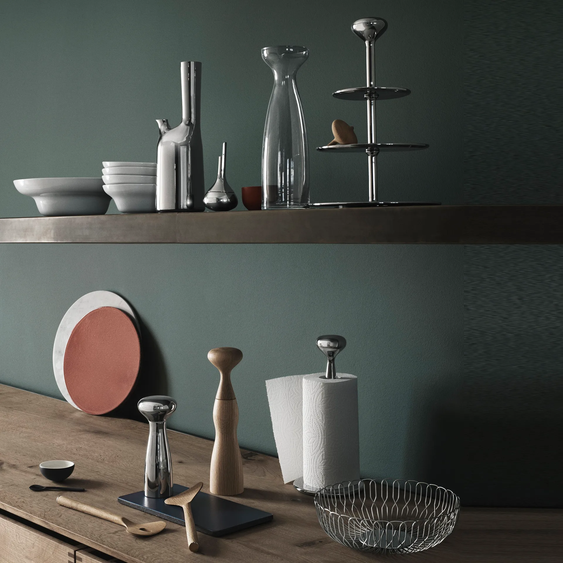 Cubiertos de ensalada Alfredo roble, 28 cm Georg Jensen