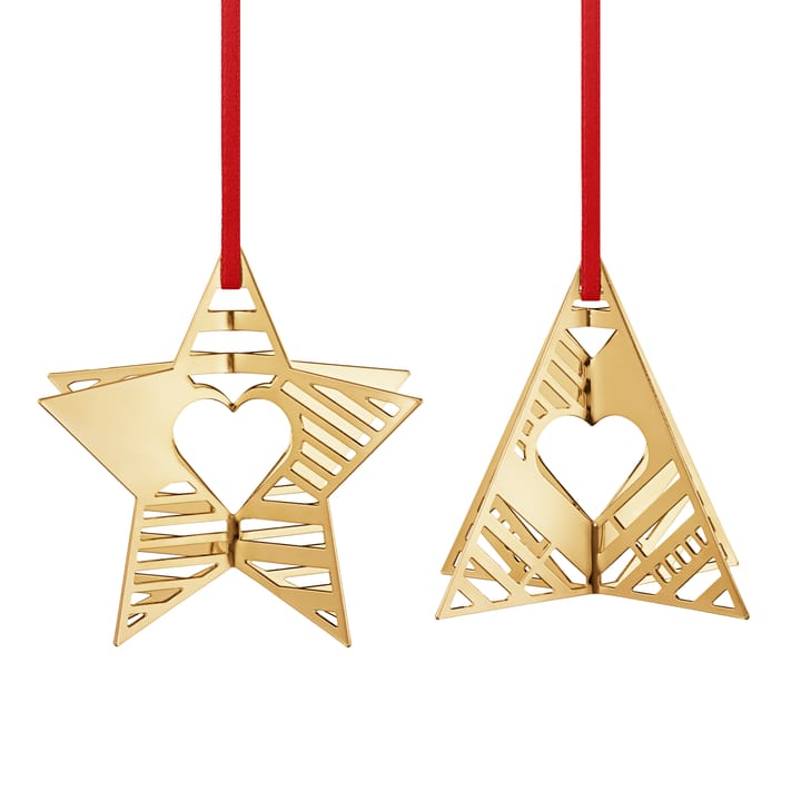 Decoración de Navidad estrella y abeto - chapado en oro - Georg Jensen