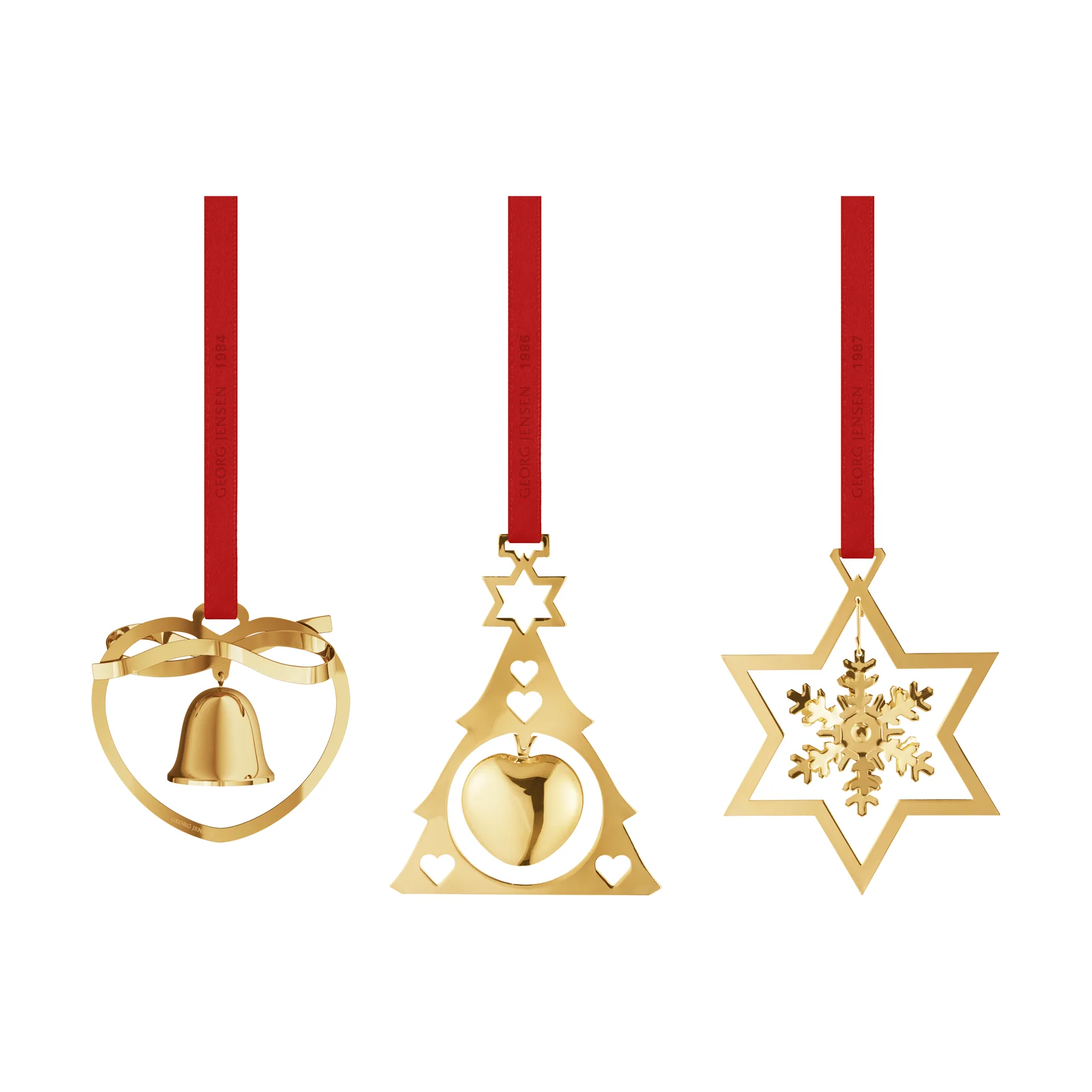 Miniatura móvil 2024, 3-pack, Chapado en oro Georg Jensen