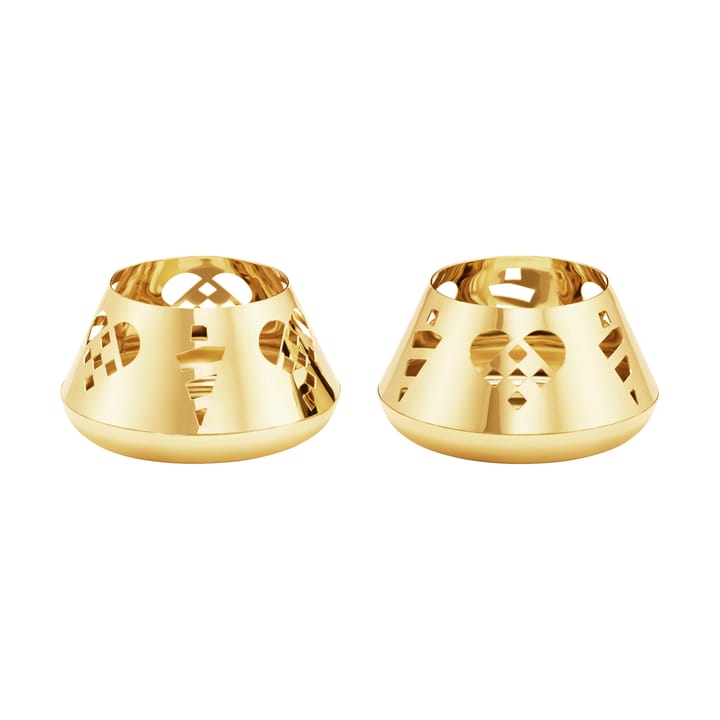 Portavelas 2025, 2-pack - Acero inoxidable chapado en oro - Georg Jensen