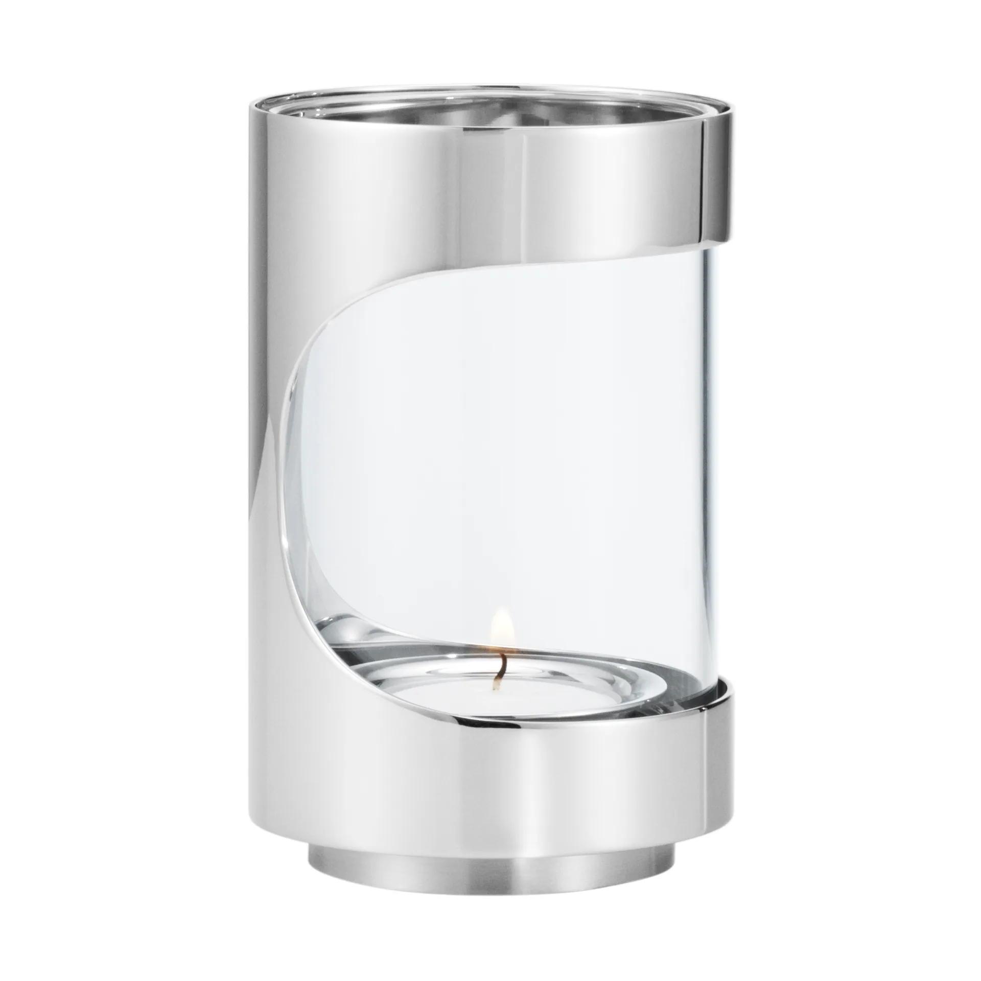 Portavelas Chrome contours hurricane 12 cm, Acero inoxidable Georg Jensen