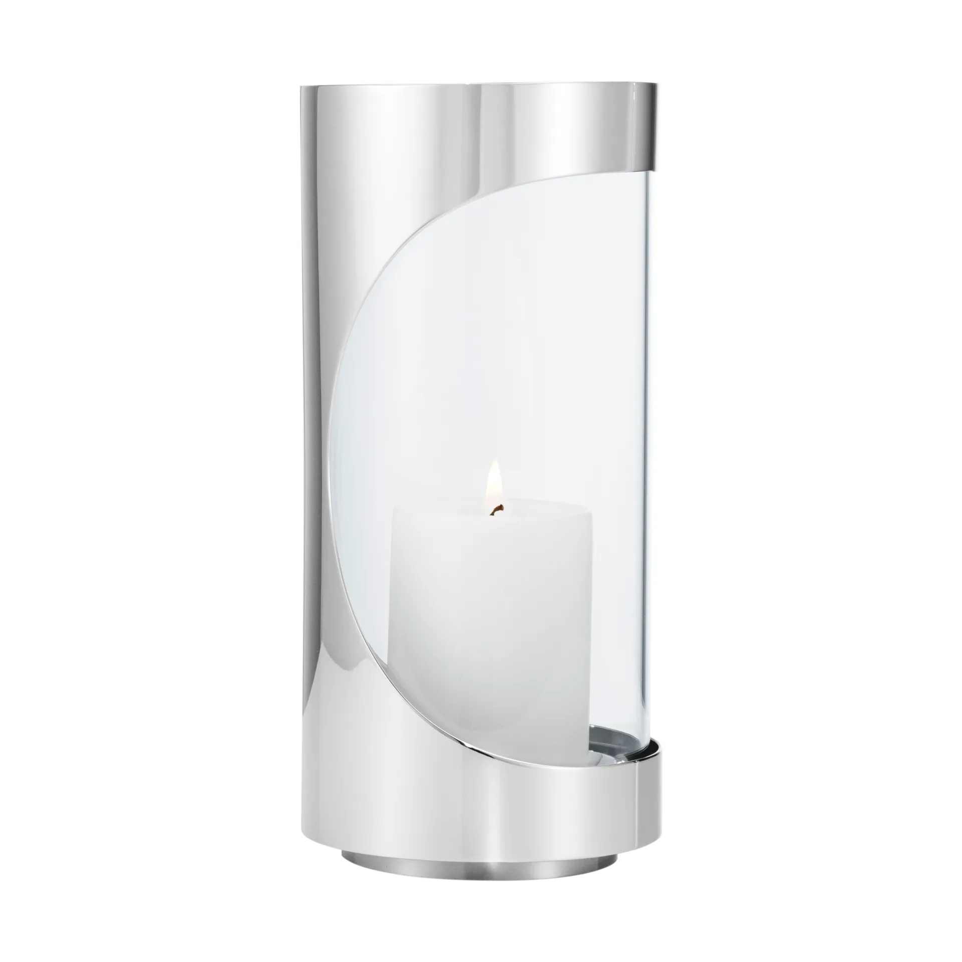 Portavelas Chrome contours hurricane 22 cm, Acero inoxidable Georg Jensen