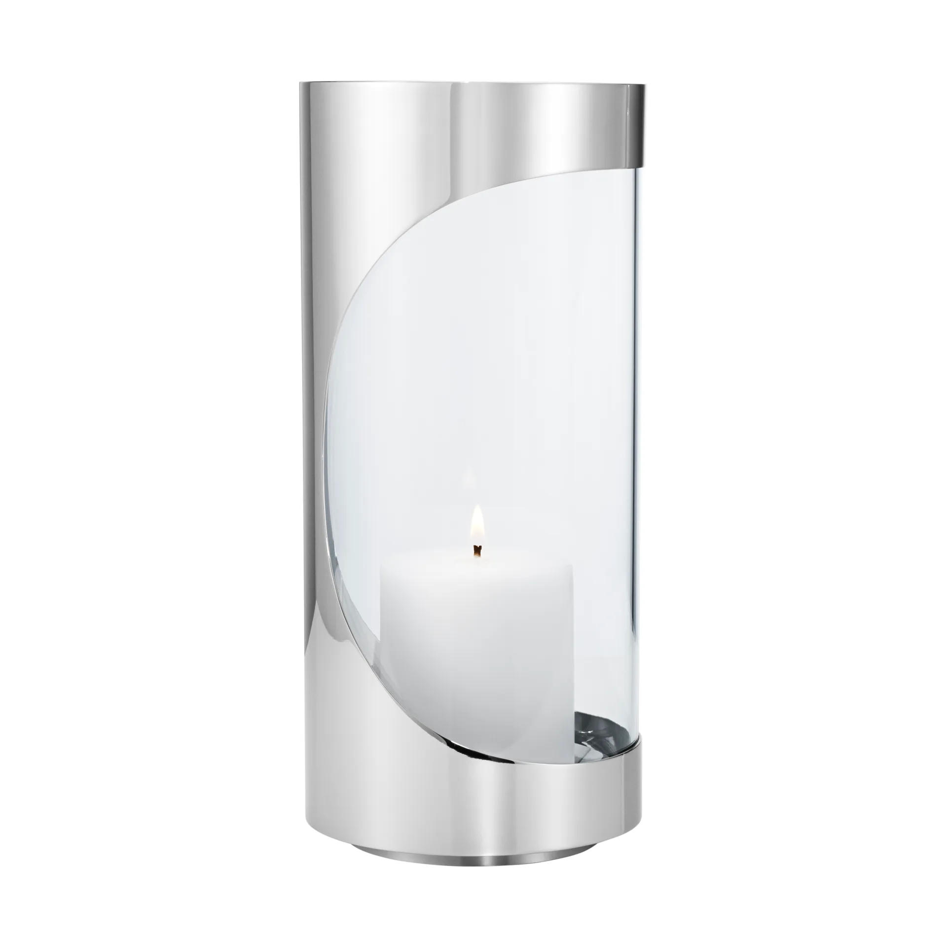 Portavelas Chrome contours hurricane 28 cm, Acero inoxidable Georg Jensen