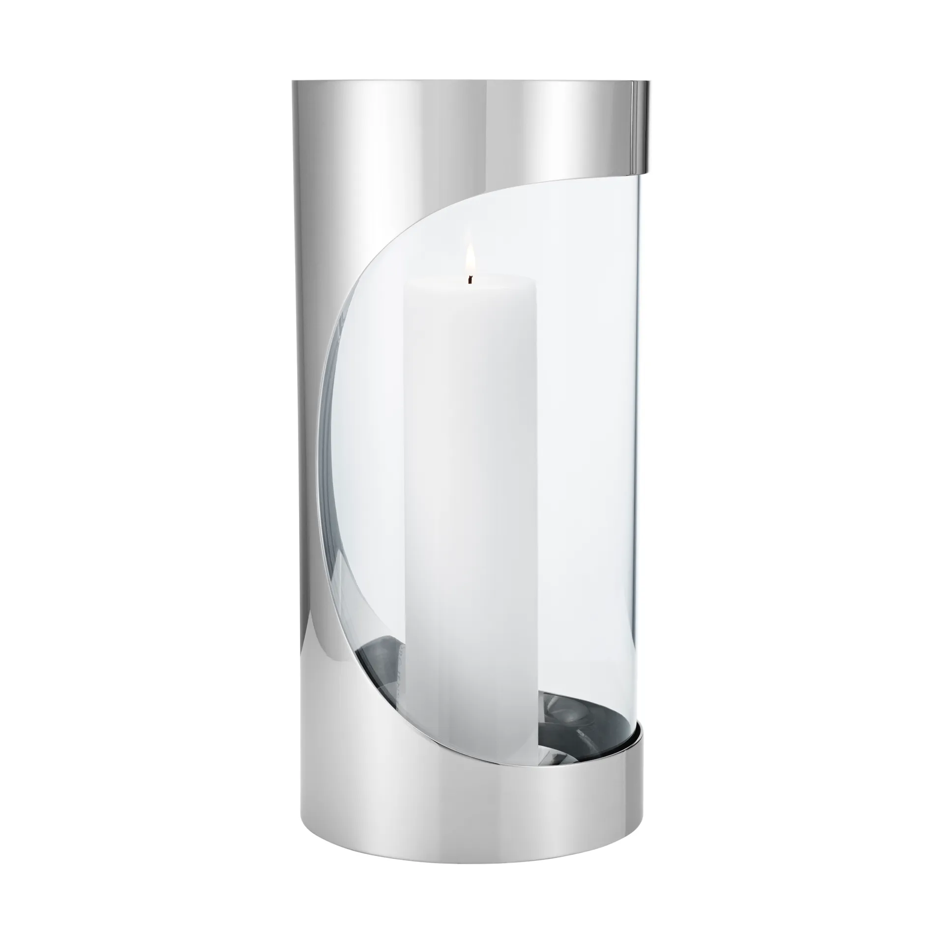 Portavelas Chrome contours hurricane 33 cm, Acero inoxidable Georg Jensen