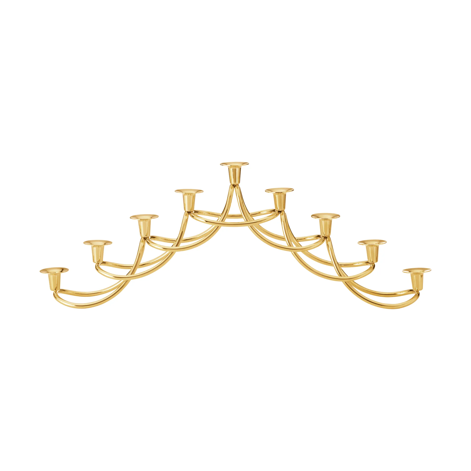 Portavelas Harmony menorah, Acero inoxidable chapado en oro Georg Jensen