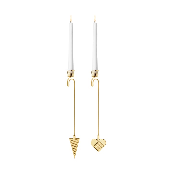 Portavelas para árbol de Navidad 2025 cono y corazón - Aleación de zinc bañado en oro - Georg Jensen