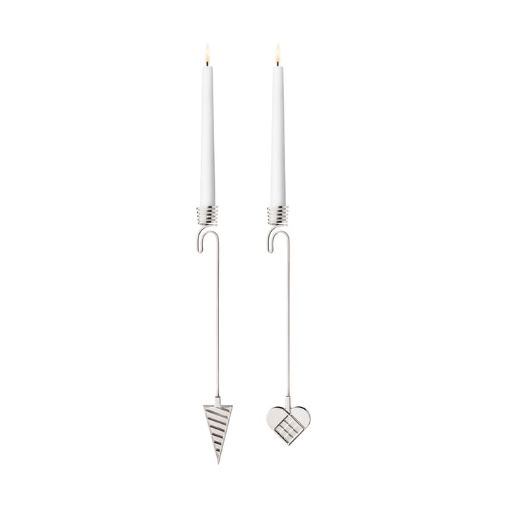 Portavelas para árbol de Navidad 2025 cono y corazón - Aleación de zinc chapada en paladio - Georg Jensen