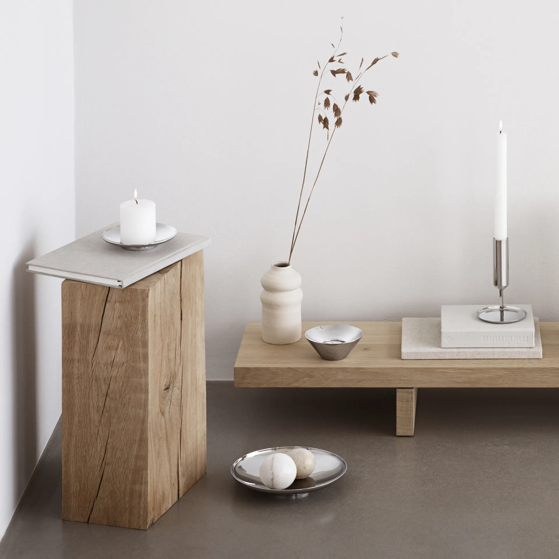 Portavelas Tunes Ø10,2 cm, acero inoxidable Georg Jensen