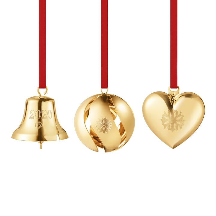 Set de colgantes 2020 corazón, campana y bola - chapado en oro - Georg Jensen