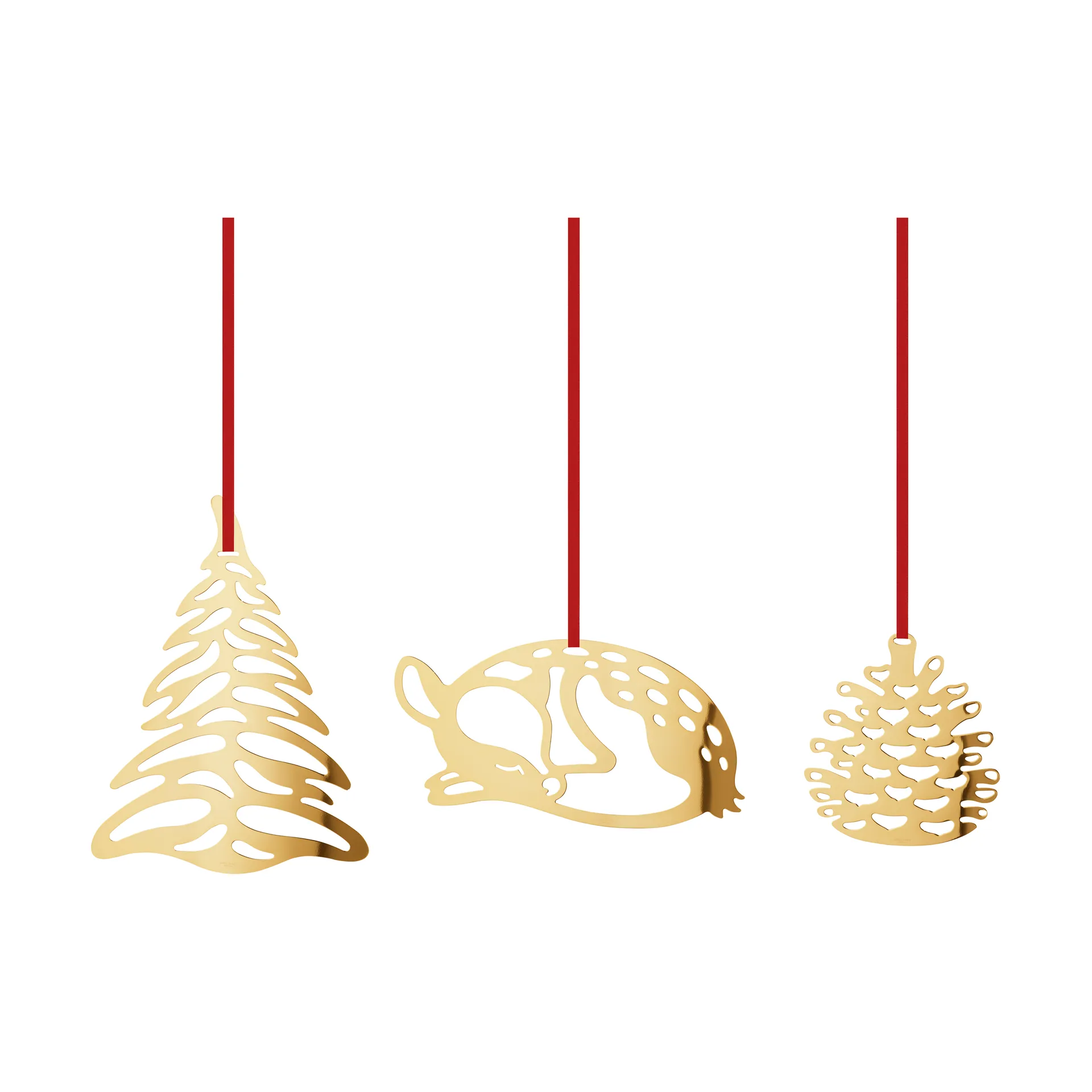 Set de colgantes de Navidad 2023, 3 piezas, Chapado en oro Georg Jensen