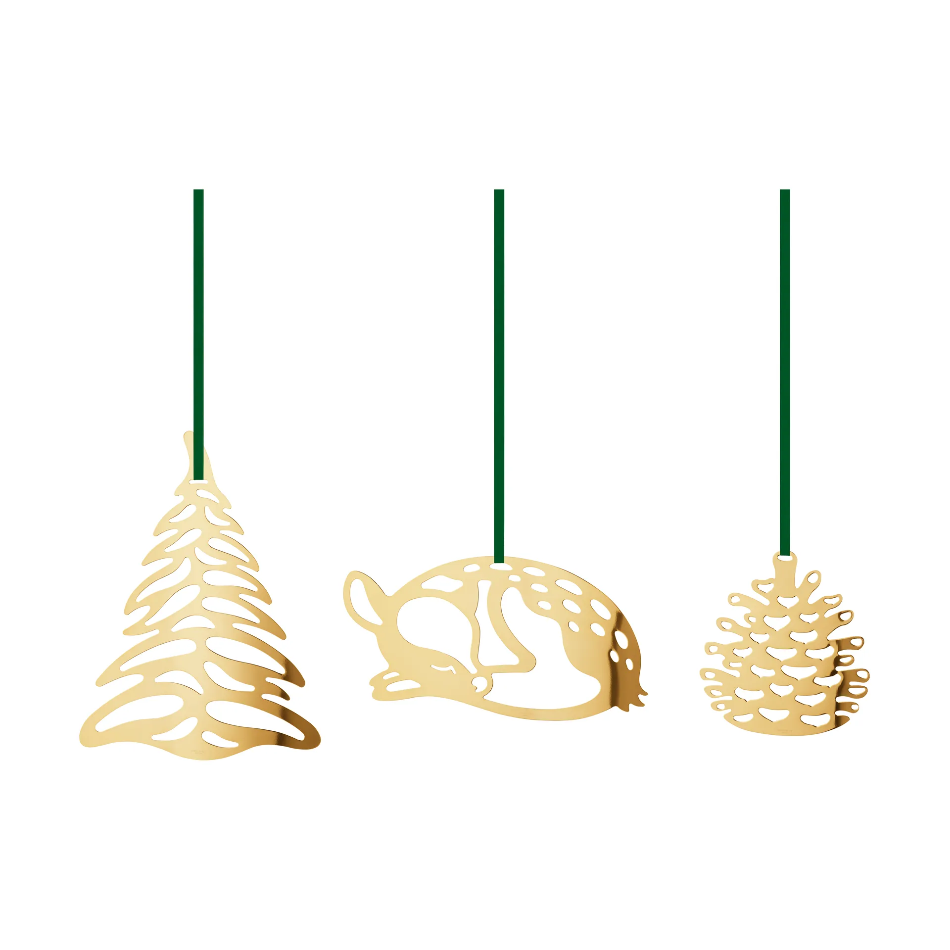 Set de colgantes de Navidad 2023, 3 piezas, Chapado en oro Georg Jensen