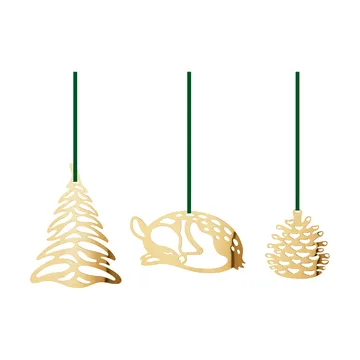 Set de colgantes de Navidad 2023, 3 piezas - Chapado en oro - Georg Jensen